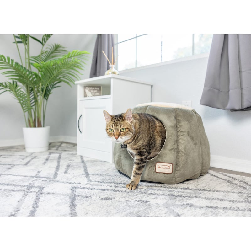 Armarkat Cat Bed, Laurel Green and Beige - Image 3